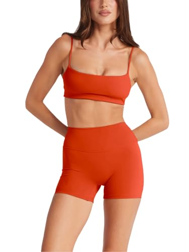 Image of LASLULU Womens Adjustable Spaghetti Straps Sports Bra Square Neck Wireless Padded Workout Yoga Crop Tops