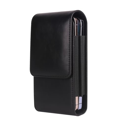 Dual Phone Holster Pouch Case 2 Cell Phone Belt Holder for Samsung Galaxy S25 Ultra S25+ Plus S24 Ultra S23 FE S22 Plus S21 FE Note 20 A15 A25 A35 A55 A54 iPhone 15 Pro Max Moto G Stylus 2024 (Black)