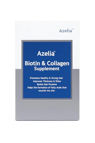 Image of Azelia Biotin & Collagen Supplement, 30 Tablets, Hair Growth Formula with Vitamin C, Omega 3, Zinc for Strong Hair, Thickness & Shine By Glorida