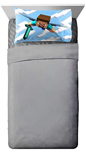 Image of Minecraft Creeper Twin Comforter Set 5 Piece Kids Bedding for Boys, Green
