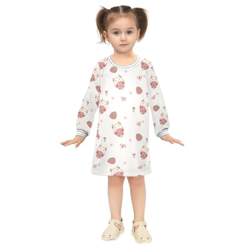Cow and Berry Girls Dresses Long Sleeve Sweatshirt Dress for Girls Winter Toddler Casual A Line Dresses Size 2-8T4