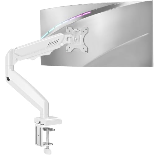Single Monitor Desk Mount 13-32 inch Adjustable Full Motion Monitor Arm Computer Monitor Stand Holder with Clamp and Grommet Base Fit 4.4 to 19.8lbs Screens VESA Mount Bracket White Freelift Pro