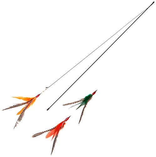 GoCat Da Bird Rod and Feather Cat Toy, Handmade in The USA (3 Birds)
