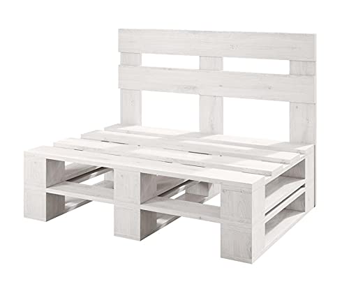 sunnypillow Palettenmöbel Europaletten Indoor und Outdoor Lounge Gartenmöbel Holz Gartenmöbel Set Lounge Möbel Terrasse Balkon Loft Stil Paletten | Weiß Bank 120 x 60 cm Höhe : 30 cm – Bild 5