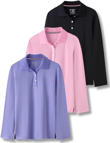 Image of Liberty Pro 3 Pack Youth Girls Long Sleeve Golf Polo Shirts