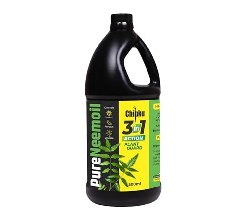 Chipku Organic Neem Oil for Plants 500ml With Free Spray Gun Conc...