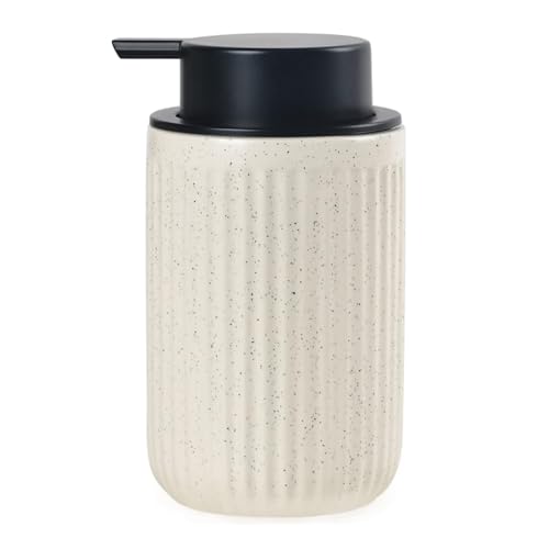 Image of BosilunLife Dish Hand Soap Dispenser - Liquid Pump Soap Dispenser for Bathroom 12oz Ceramic Kitchen Dish Dispenser with Rust-Proof Liquid Pump Modern Refillable Lotion Bottles, Beige