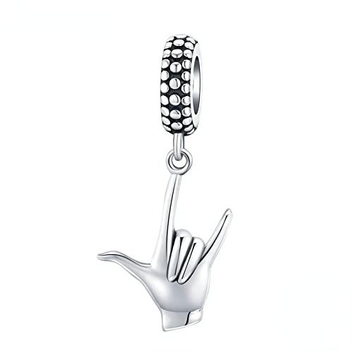 Colgante de plata de ley 925 con signo de roca de los cuernos para pulsera