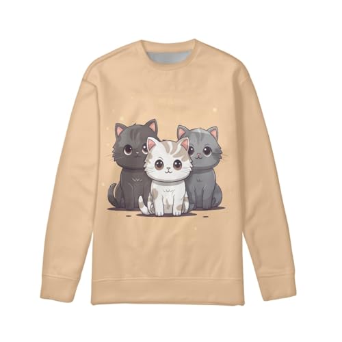 HUIACONG Family Cat Cute Sweatshirts & Hoodies for Girls 8-10 Years Kids Long Sleeve Pullover Sweatshirt Boys Thin Sports Outfits Children Fall Spring Tshirts