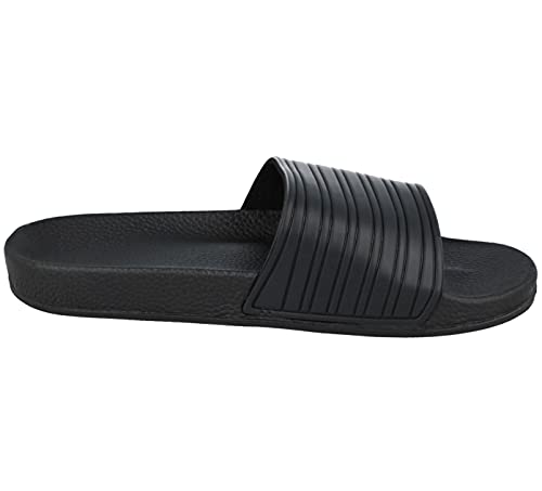 Yinka Shoes Mens Stripe Sliders Black UK 4 - Image 4