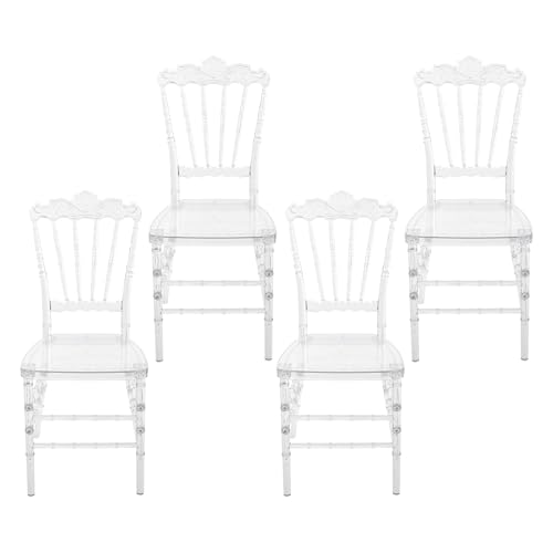 PromiseFly 4 sillas transparentes, apilables, sillas de comedor, sillas de PC, sillas de cocina, capacidad de carga de 160 kg, para hoteles, salones de banquetes, restaurantes, salas de bodas, 37 x 38
