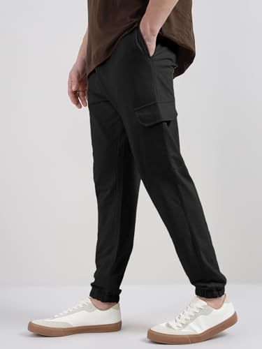 Image of Veirdo 100% Pure Cotton Regular Fit Mid Rise Trackpants with Side Pocket for Men & Boys