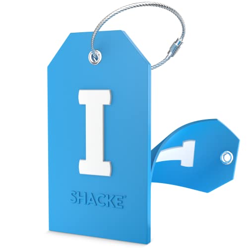 Initial Luggage Tag with Full Privacy Cover and Stainless Steel Loop (Aqua Teal) (I)