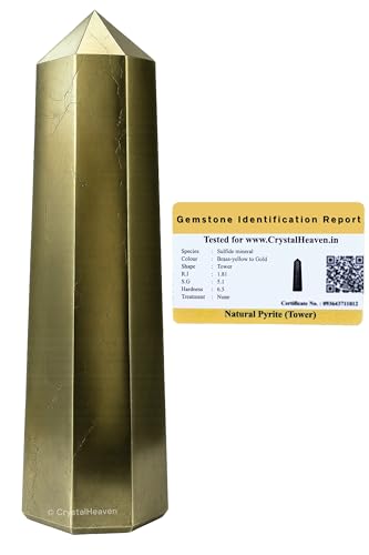 Image of Certified Pyrite Crystal Tower Obelisk Point For Chakra