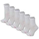 Dr. Motion Womens Diabetic Socks Non-Binding Loose Fit Wide Top Comfort Half-Cushion Crew Socks 6 Pairs, White, One Size