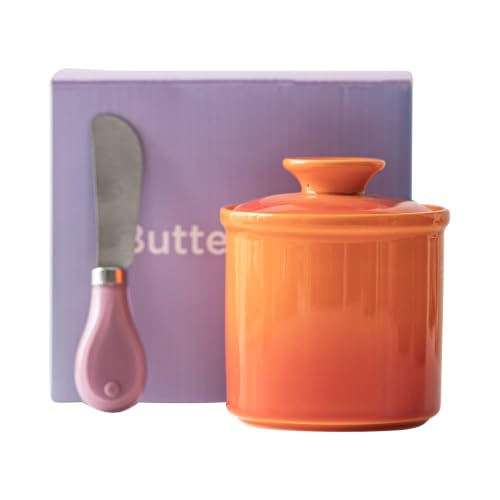 KILZCHT Ceramic French Butter Crock with Spreader,Gradient Yellow by KILZCHT - Used condition - US$17.01