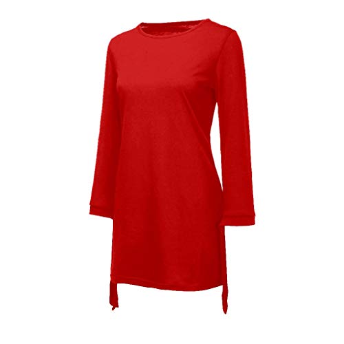 Damesmode O-hals Solid Bow Elegante rechte jurk Spring Los Mini Jurken - Image 3