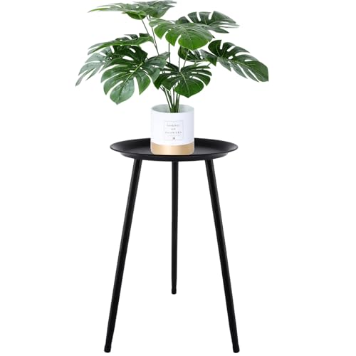 ZOFUN Soporte para plantas de interior, 30 x 50 cm, soporte para macetas de interior con extremo lateral redondo, mesa de plantas de mediados de siglo, soporte alto de metal para decoración interior