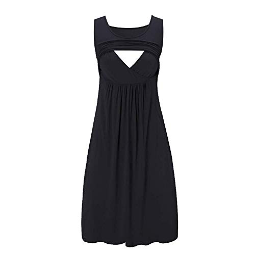 Preisvergleich Produktbild Lurcardo Stillkeid Umstandskleid Beiläufig Ärmellos Rundhals Stillkleid 2 Pieces Sets Schwangerschafts Kleid Mode Still-Nachthemd Stillen Kleid Umstandsmode Frauen Damen Kleid Sommer Damen Kleider