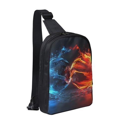 Ice And Fire Balls Printed Chest Bag Dual Pocket Diagonally Chest Messenger Bag