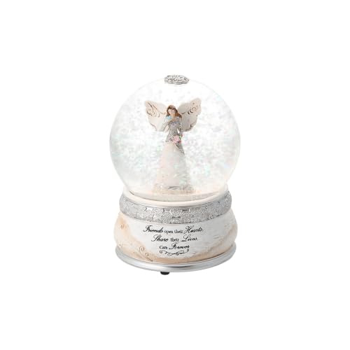 Pavilion Gift Company 82304 Elements Friends Angel Musical Waterglobe, 6-Inch/100mm, Inscription Friends Open Their Hearts Share Their Lives, Care Forever , White
