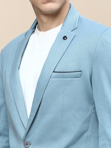 Image of SHOWOFFFF Men Solid Single Breasted Party Blazer | Notched Lapel Full Sleeves Cotton Blazer's for Mens | Slim Fit Regular Length Blazers for Men's