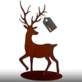 Terma Gartenfigur Höhe 50 cm Hirsch Figur rost Winterdeko Gartendeko für draußen und drinnen Gartendeko Frühling Rost Metall, Weihnachtsdeko