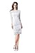 Lily Mode Women's Yoke Illusion Lace Fit Cocktail Sheath Dress with Long Sleeves