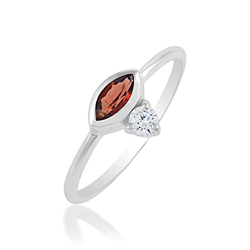 Bague grenat en argent sterling 925, symbole d'élégance intemporelle marquise