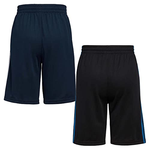 adidas Youth 2-Pack 3 Stripes Short (X-Large 18/20, Navy/White & Black/Bright Blue)2