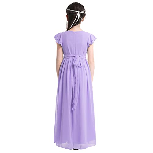 Big Girls Chiffon Ruffled Junior Long Bridesmaid Dress Princess Pageant Wedding Prom Birthday Party Maxi Gown3