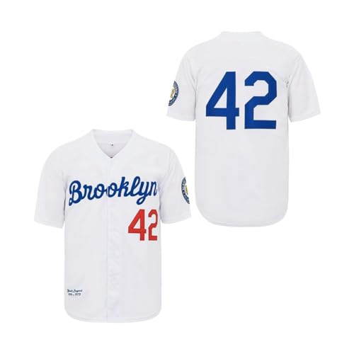 Men's Black Legend Baseball Jersey #42 Vintage Embroidered Retro Hip Hop Jersey Stitched (US, Alpha, Medium, Regular, Regular, White)