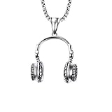 ZQDM Minimalista Cadena De Acero De Titanio Hombres Mujeres Micrófono Auriculares Colgante Collar De Cadena Collar De Estilo Punk Acero Inoxidable (Enviar Caja De Regalo) para Hombres Mujeres