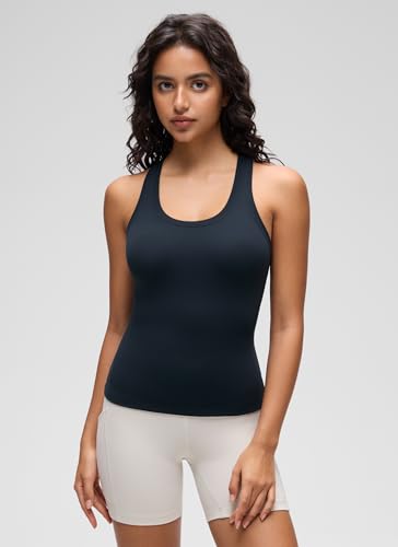 Image of CRZ YOGA Butterluxe Racerback Tank Waist Length | Yoga, Extremely Soft, Tight Fit, Scoop Neck, Sleeveless Tops for Women