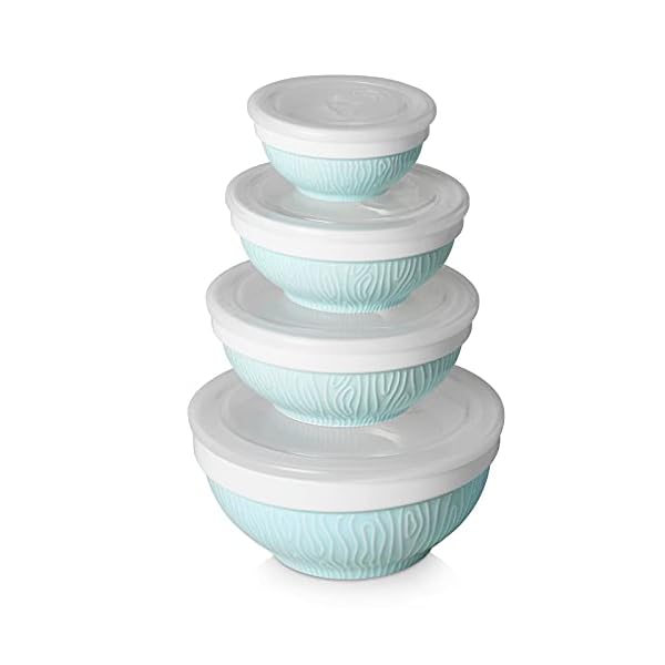 DOWAN Mixing Bowls with Lids, Ceramic Serving Bowls Set, Soup Bowls with Lids, Food Storage Containers, Mason Prep Bowls for Party, 64/32/24/12 Ounce, Set of 4, Turquoise DOWAN Mixing Bowls with Lids, Ceramic Serving Bowls Set, Soup Bowls with Lids, Food Storage Containers, Mason Prep Bowls for Party, 64/32/24/12 Ounce, Set of 4, Turquoise