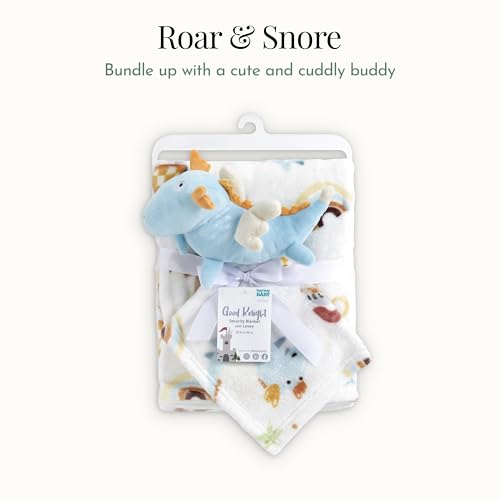 Image of Evolur Good Knight 2 Piece Gift Set, Includes Blanket with Lovey, Warm and Cozy Baby Blanket, Machine Washable Nursery Bed Blanket, Soft and Charming Lovey