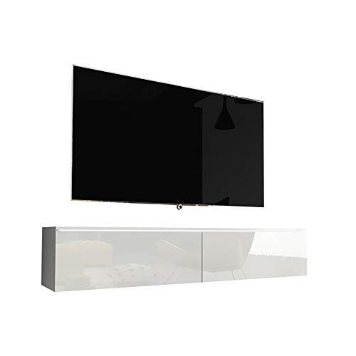 Selsey Meuble TV avec structure de surface, Weiß Matt/Weiß Hochglanz