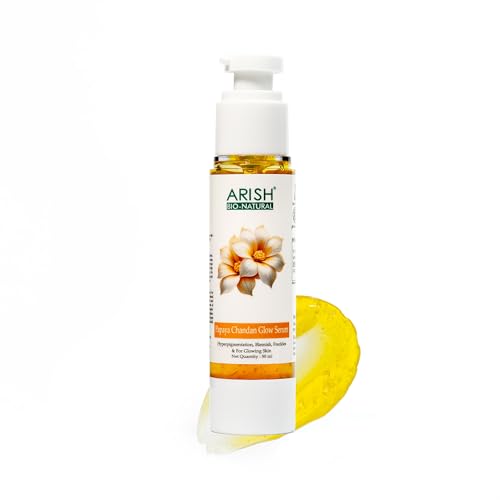 Image of ARISH BIO-NATURAL Papaya Chandan Glow Serum | Skin Brightening & Dark Spot Care | Herbal Face Serum for Even Skin Tone & Pigmentation | Lightweight, Non-Sticky Formula | 50 ml