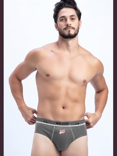 Image of Milton Mens Cotton Solid Outer Elastic Brief | Premium Soft Cotton Underwear | Breathable & Skin-Friendly Briefs with Comfort Fit Waistband | Pack of 1, Color May Vary as per Availability