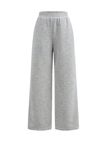 SHENHE Girl's Elastic Waist Wide Leg Sweatpants Athletic Sports Baggy Pants Trousers with Pockets