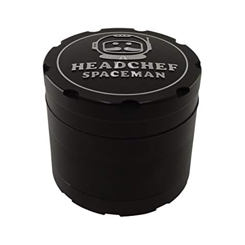 Headchef Spaceman Premium Quality Metal Herb Grinder with Laser Beam Cut, Ultra Sharp Teeth and Sifter Scraper, Version 2 - 4 Piece Grinder, 55mm (Space Black) Cover