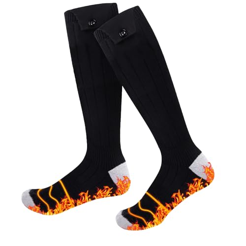 AiQiKang Heated Socks for Men Women Rechargeable Battery Powered Electric Thermal Heating Socks with 4 Heat Settings Foot Warmers for Cold Weather Hunting Hiking Outdoor Winter Work Sports