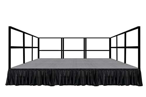 9 MyStage 12\'x12\' Portable Stage with 5 Railings & 3 Skirts -Performance Floor Versatile Platform Modular System Stage -DJ, Drum, Camera Stage Riser -Easy to Carry & Transport Folding Portable Stage
