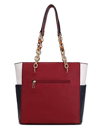 Conjunto de 2 piezas MKF: bolso tote para mujer y monedero, bolso de mano de cuero sintético PU con asa superior y correa para hombro miniatura 5