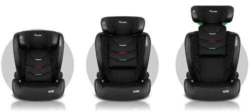 Nukido Kindersitz Kinderautositz 15 Bis 36 kg Autositz Für Kinder 4 Bis 12 Jahren ISOFIX Kopfstützenverstellung Neigungsverstellung Louis (Schwarz)