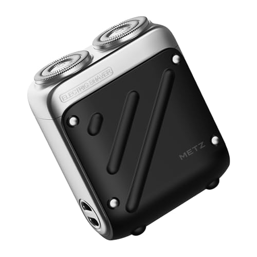 Skyworth Metz Traveller Rasoio Elettrico Uomo, Rasatura Secco Umido IPX7 Motore 9000 RPM, Testina Magnetica Rimovibile, Lame Autoaffilanti 9×2, Autonomia 45 Giorni, Ricarica Rapida 1h USB-C, Nero