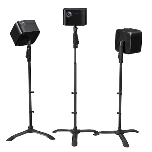 ETHU Projector Floor Stand, One-hand Height Adjustable Projector Stand Tripod with Safety Lock, Tall Projector Floor Stand Mount with Heavy-Duty Construction for Home Theater Studio Stage Office Use