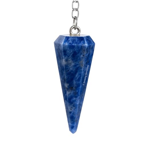 Amazing Gemstone Sodalite Crystal Pendulum for Divination - Certified Dowsing Crystals and Healing Stones for Chakra Balancing and Meditation - Enhance Reiki Spiritual Growth