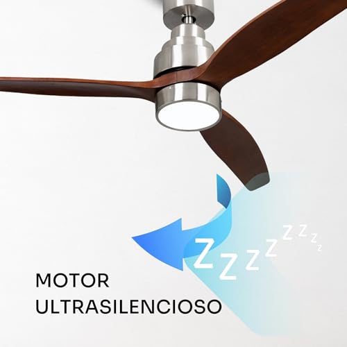 Miniatura 7 de Mellerware - Ventilador De Techo Con Mando A Distancia Brizy Bright 45 W 6 Velocidades Ultra Silencioso 3 Aspas 132 De Diámetro Función Verano-Invierno Temporizador Led Darkwood