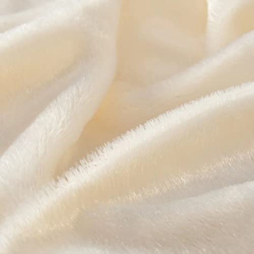 YUSOKI Cream White King Faux Fur Blanket,2 Layers,90"x104",Without Pillows Big Soft Plush Fuzzy Large Warm Fluffy Blanket for Bed